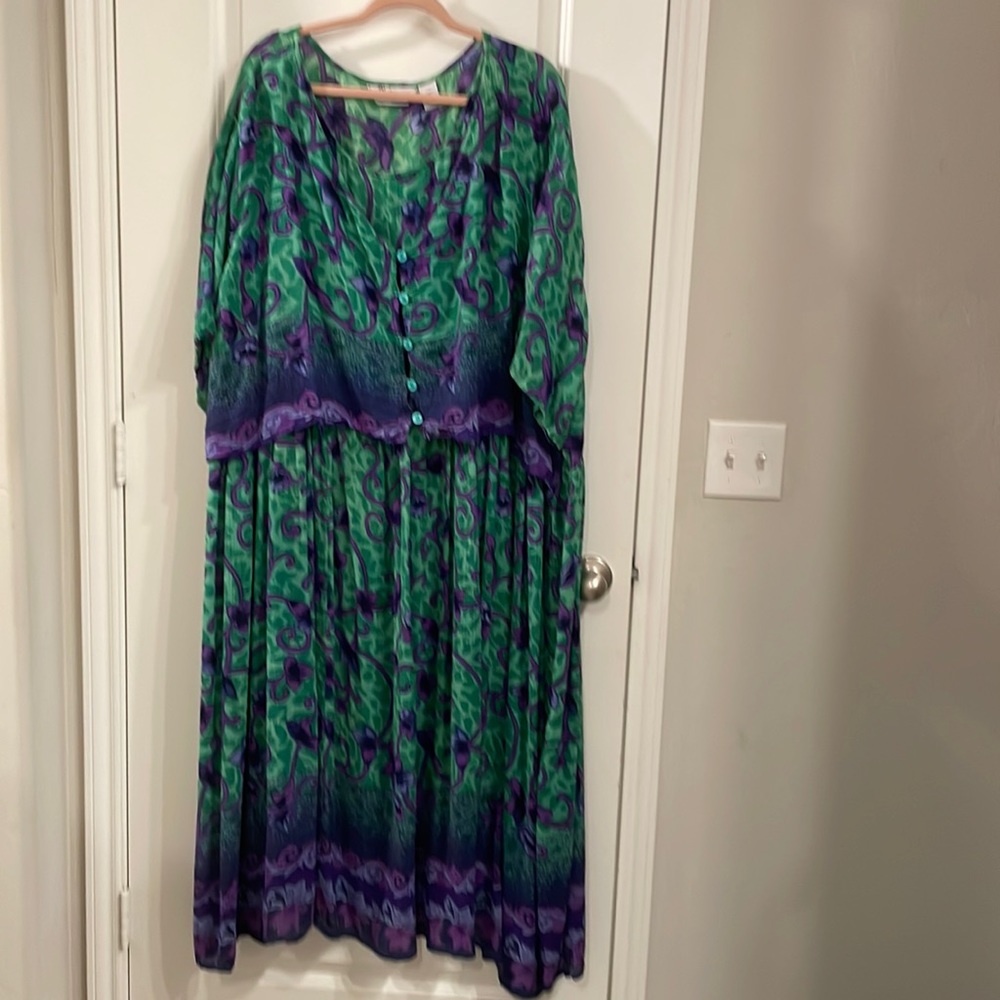 Just Class by Woman Within  brand green and purple dress